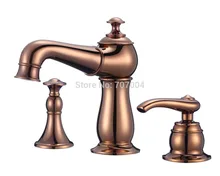 Modern Deck Mount Rose Golden Brass Basin Sink Mixer Tap Single Handle Pull Out Spout with