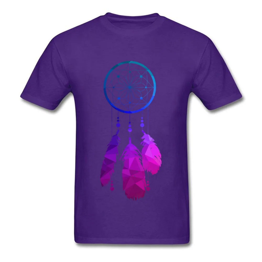 Geo Neon Dreamcatcher Crewneck Top T-shirts Summer/Fall Casual Tops & Tees Short Sleeve Coupons Cotton Fabric Tee-Shirt Adult Geo Neon Dreamcatcher purple