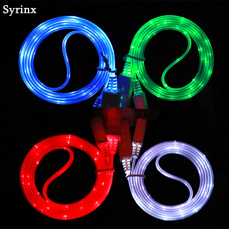 

SYRINX USB Cable Micro USB Cable LED Glow Charging Data Mobile Phone Cables For Android iPhone Type c Samsung Huawei Xiaomi