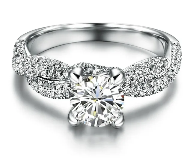 

8.0mm 2Ct C&C Test Positive G-H Moissanite Ring 925 Sterling Silver Engagement Ring White Gold Color Elegant Jewelry