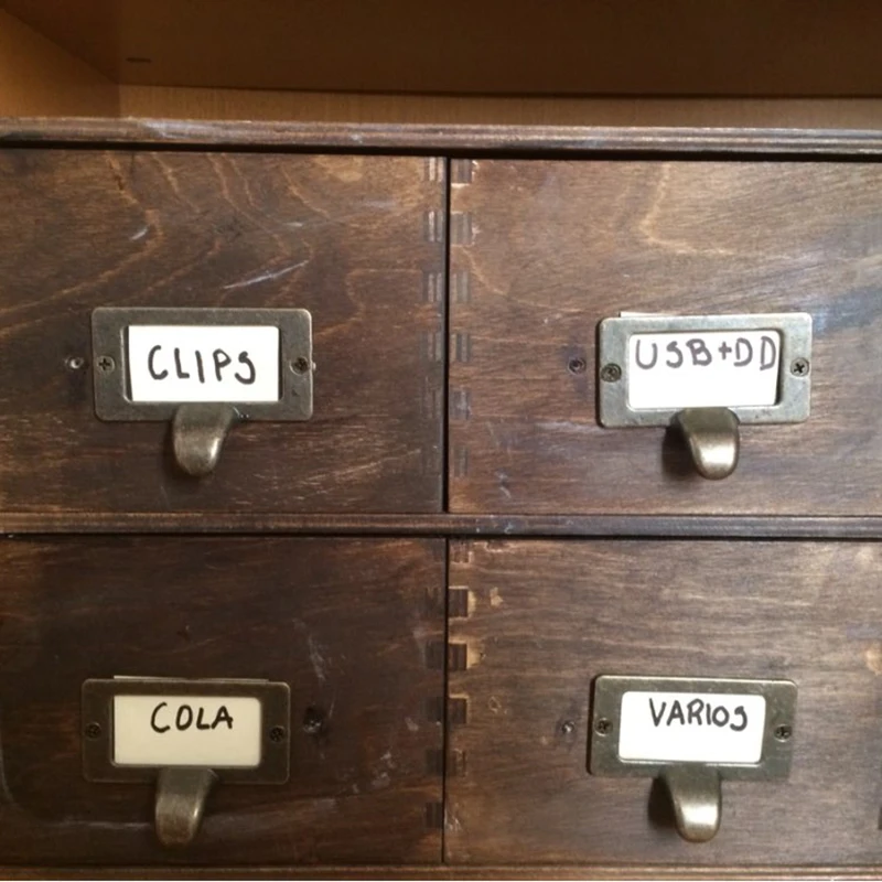 8pcs Antique Card Cabinet Handles Label Holder File Name Drawer