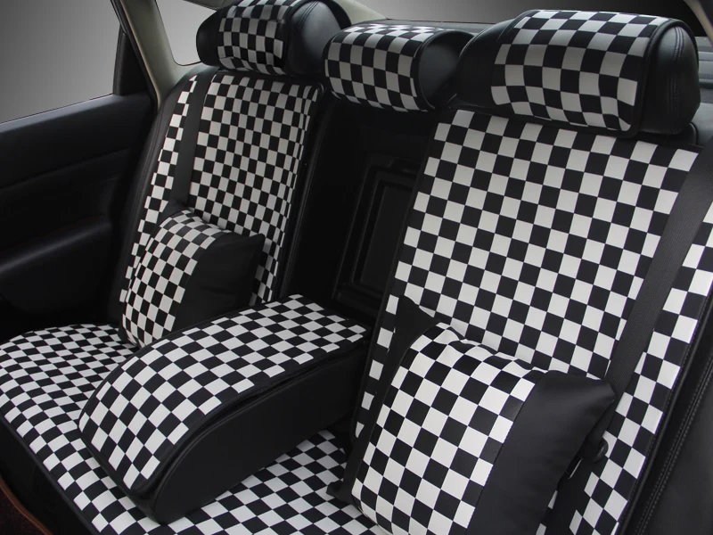 Четырехсезонная модная индивидуальная сетчатая льняная черно-белая силиконовая противоскользящая Универсальная автомобильная Крышка для сиденья