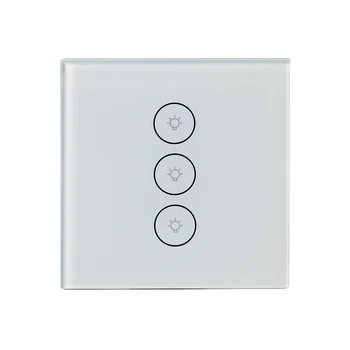 

EU Smart Light Switch, 3 Gang 1 Way Wifi APP Remote Control Wall Touch Switch, Tempered Glass Touch Screen,AC 90-240V