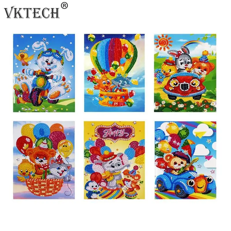 

6pcs DIY Diamond Painting Greeting Cards Festival Handmade Kids Greet Card Diamond Embroidery Cross Stitch Kits