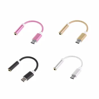 

Mini Portable USB 3.1 Type-C To 3.5mm Audio Connector Microphone Female Adapter With Flexible Handmade Braided Wire