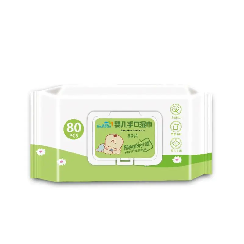Цена 80 шт. пакет Новорожденный ребенок с откидной крышкой крышка влажные салфетки нетканые хлопковые одноразовые руки рот без запаха Очищающая ...