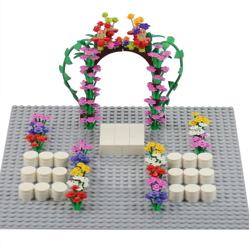 

City Block Series Wedding Scene MOC Block Particles Garden Flowers Bush Tree Grass Building Blocks Toy For Kids Legoing Assembly