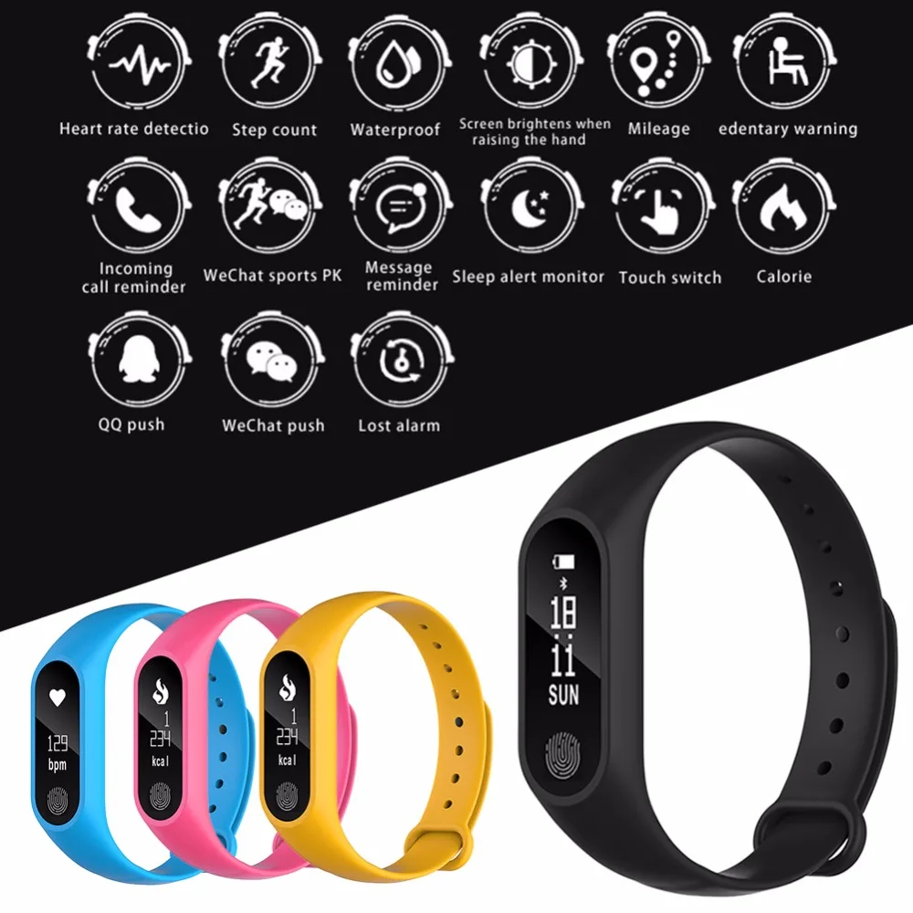 

Waterproof Pedometers Bluetooth Smart Band Running Sport Fitness Wristband Sleep Monitor Intelligent OLED Touchpad Heart Rate