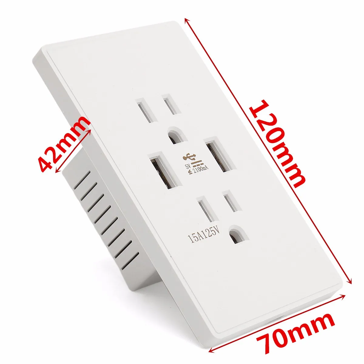 Outlet Home Switch Dual USB Wall Charger Socket US Plug Duplex Receptacle