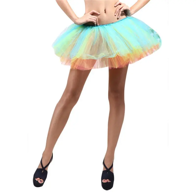 Adult Women 5 Layer Tutu Ballet Dance Skirt Petti Skirt Costume Multi