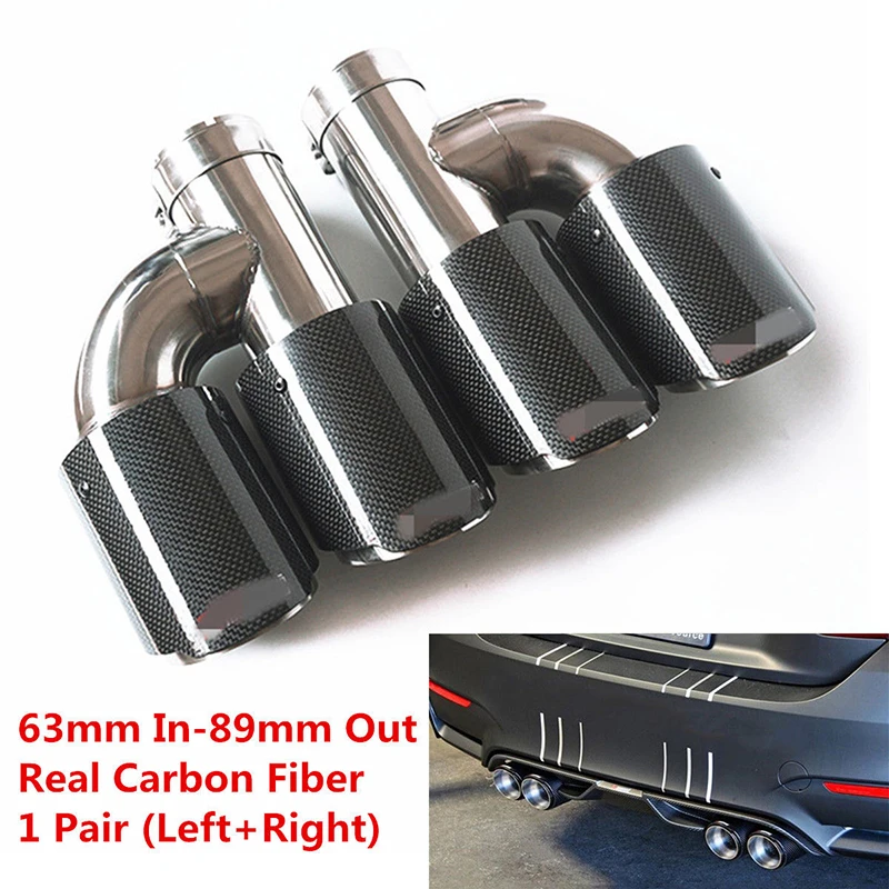 2pc Universal Car Exhaust Tip Muffler Pipe Double Outlet Pipe Auto SUV