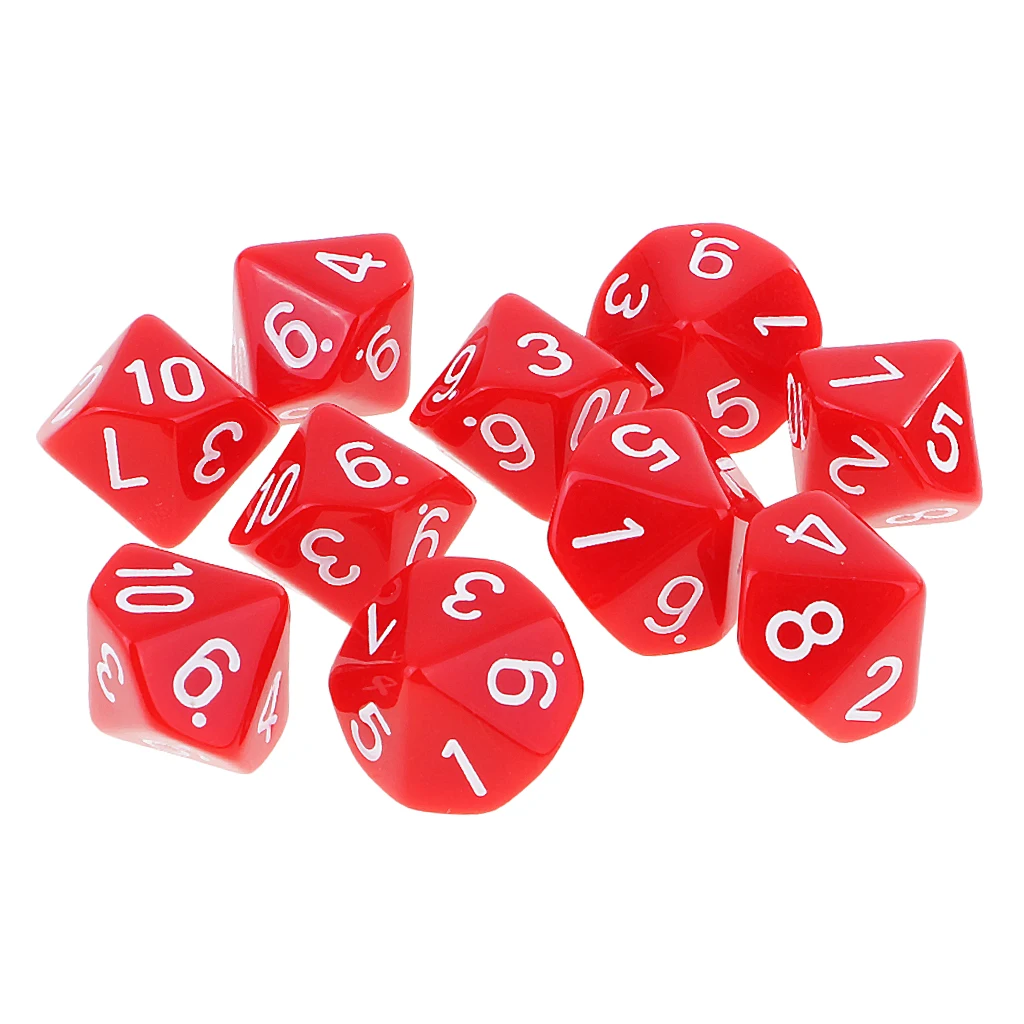 Perfeclan 10pcs 10 Sided Dice D10 Polyhedral Dice for Dungeons and Dragons Games 10 Sided Dice for Entertainment