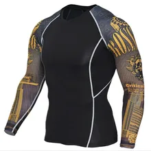 Мужские компрессионные футболки MMA Rashguard, Сохраняющие форму, фитнес, с длинным рукавом, базовый слой, обтягивающие, для тяжелой атлетики, эластичные мужские футболки s