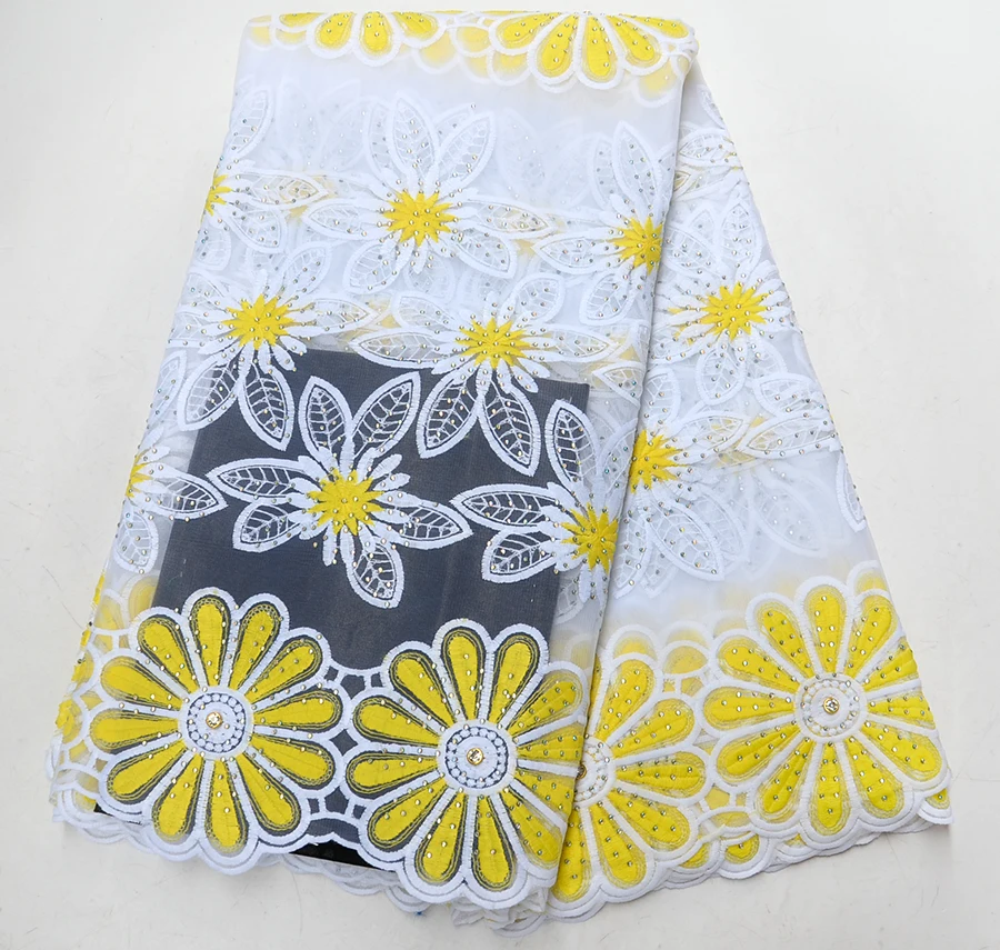 

White Yellow Beaded French Lace Fabric High Quality African Tulle Embroidered Flower Transparent Net Lace Fabric For Wedding