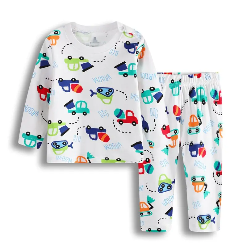 2018 Autumn Winter Newborn Baby Boys Girls Clothing-Set Cotton Kids Flowers Fish Airplane Princess Car Pajamas clothes suit (6)