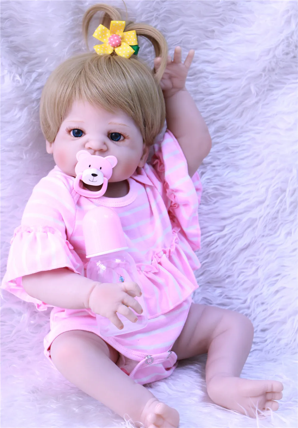 

NPK 23" Full Body Silicone Reborn Baby princess doll toy bathe Play House dolls bebe toddler reborn bonecas kids gift doll toys
