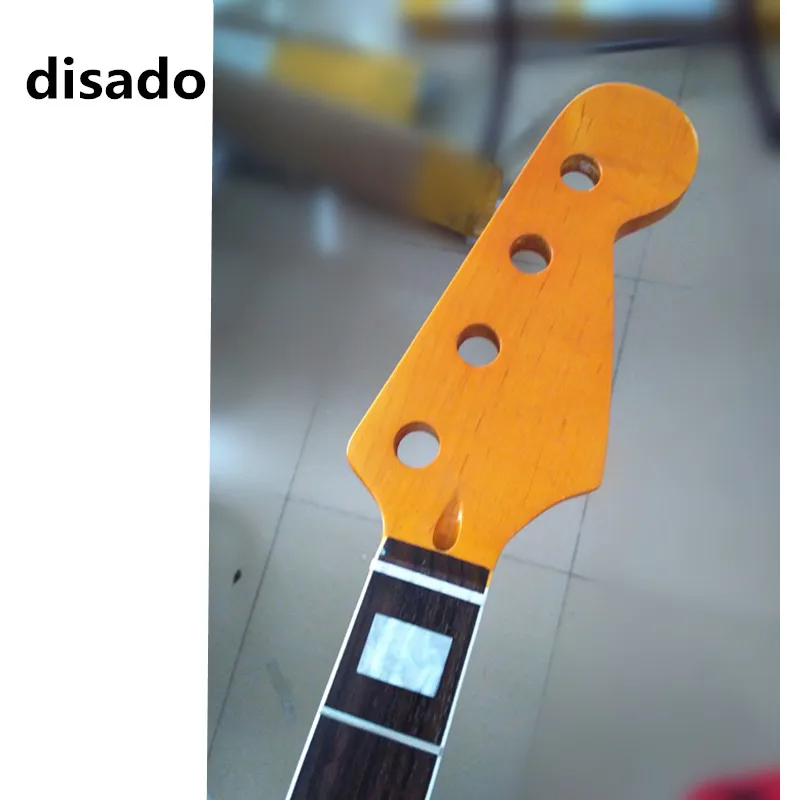 disado 20 frets maple electric bass guitar neck with rosewood fingerboard yellow color glossy paint customize guitar parts disado 20 frets maple electric bass guitar neck with rosewood fingerboard yellow color glossy paint customize guitar parts