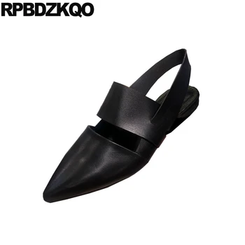 

pointed women shoes 2019 spring comfortable elegant brown strap slingback flat slip on black ladies closed toe designer casual
