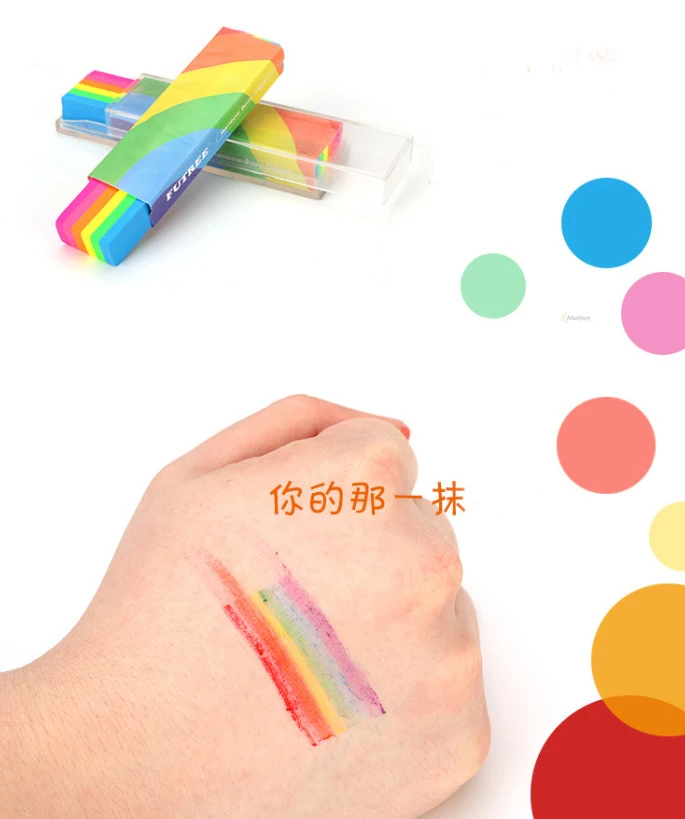 1pc Rainbow Body Painted Stick Colorful Tattoo Paint Pen Colored Child Kids Pen face Pigment Halloween Party Fancy Tools