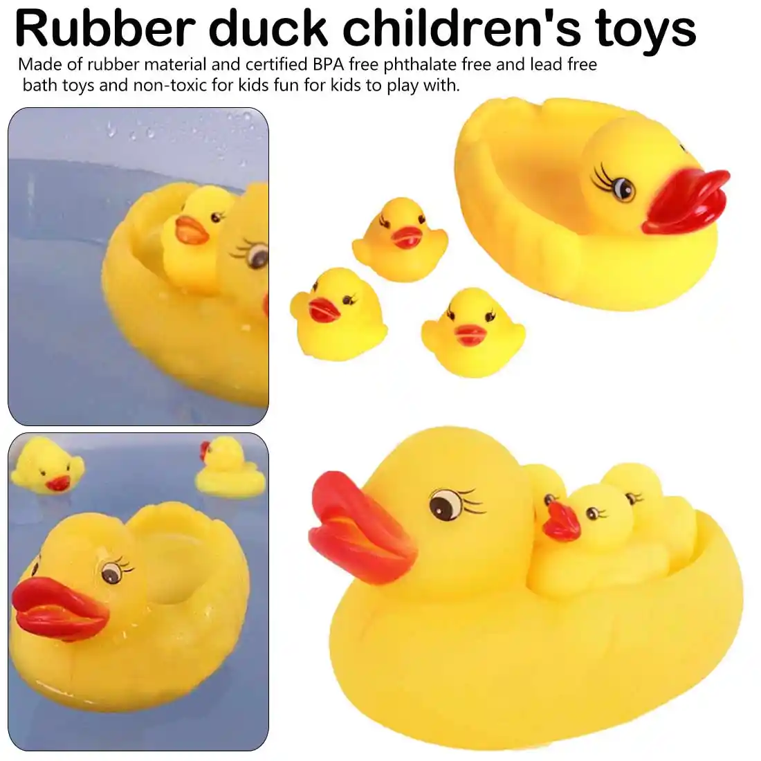 4pcs Set Baby Kids Rubber Yellow Duck Family Bath Water 4pcs Set Baby Kids Rubber Yellow Duck
