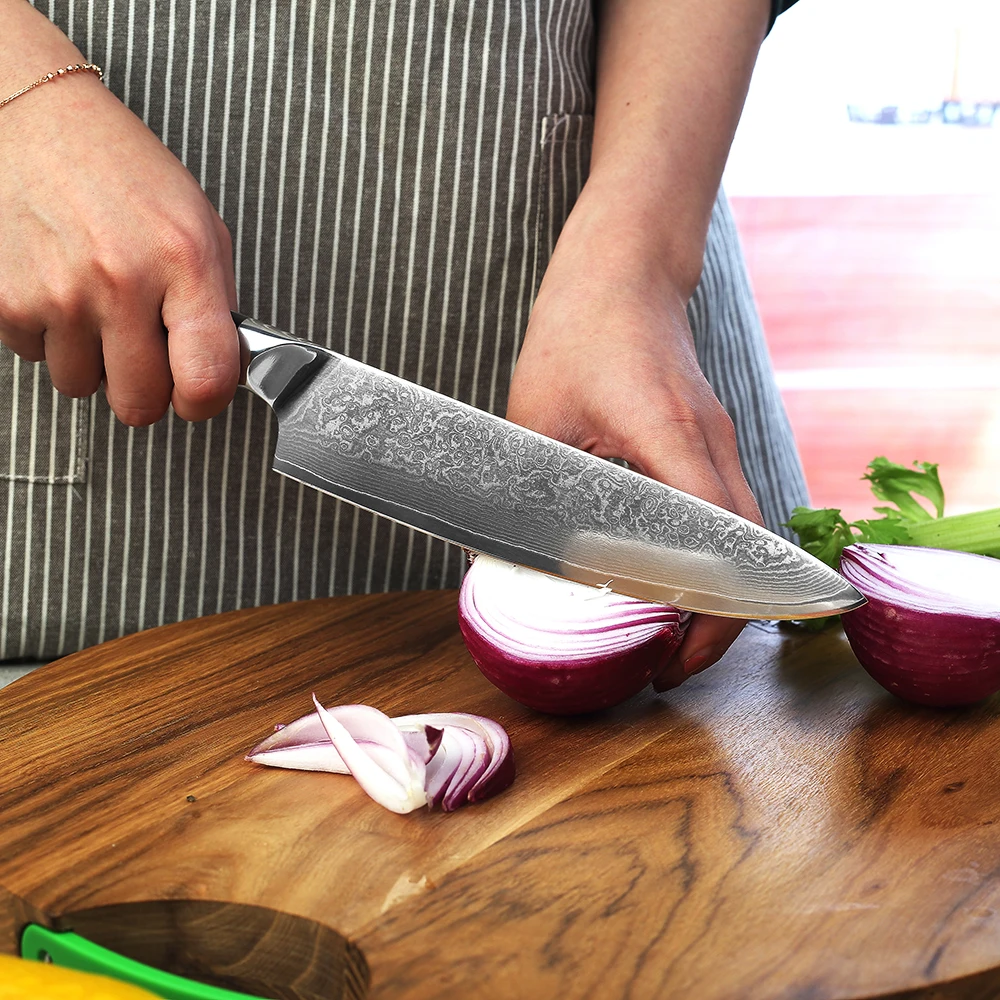 KEEMAKE 8 шт. набор кухонных ножей шеф-повара утилита Santoku стейк ножи дамаск VG10 стальное ядро острое лезвие G10 Ручка режущие инструменты