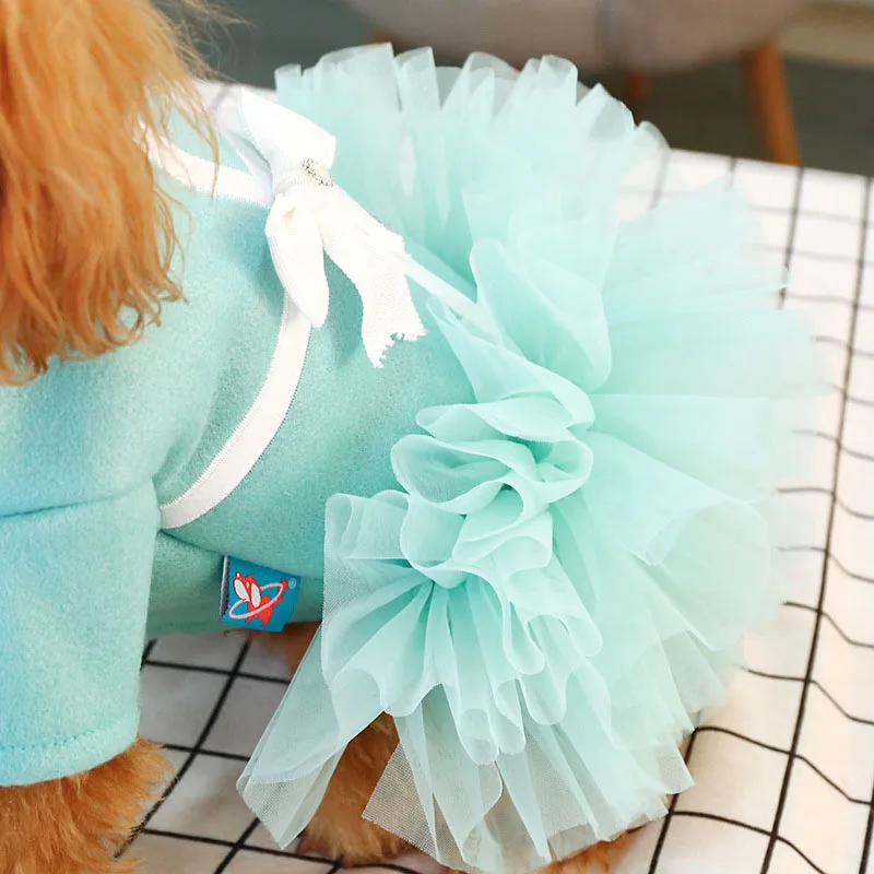 Собак Тедди с юбкой Туту шерстяные женские Стиль галстуком-бабочкой, юбка, платье принцессы кошка костюм doggyz Стиль