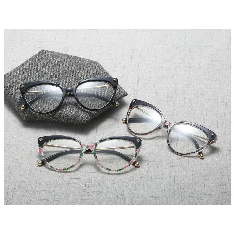 Cat Eye Prescription Glasses Frame Optical Myopia Hyperopia Astigmatism Lenses Anti Reflective Blue Light Corrective Eyeglasses