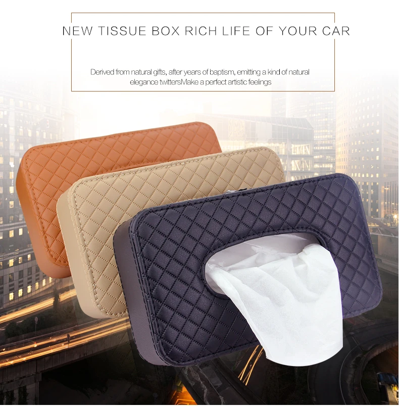Caixa de Papel para Pendurar Retângulo de Viseira Caixa de Couro para Lenços de Carro Suporte para Papel Recipiente Toalha Guardanapo 2 High Quality Automóveis e motos