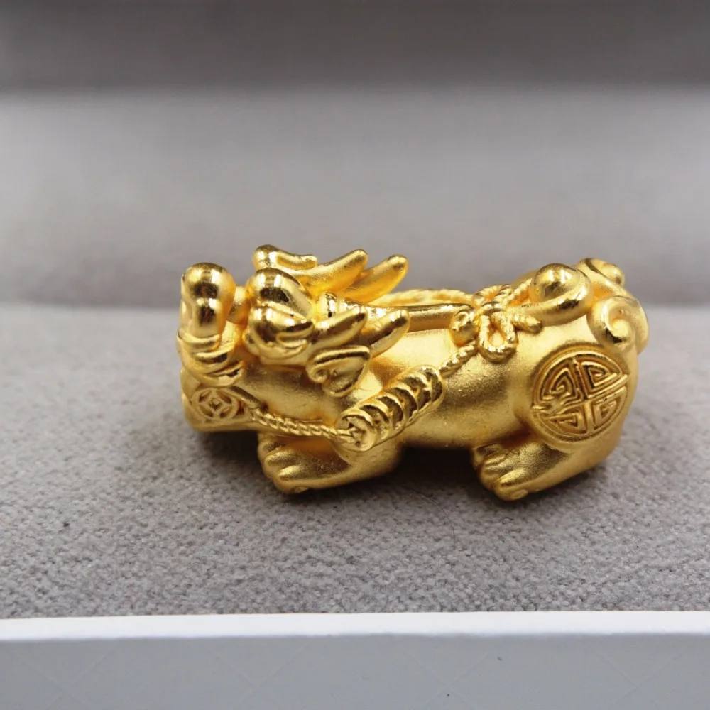 

New Arrival Pure 24k Yellow Gold 3D Women Lucky Bow Tie Pi Xiu Pendant 2.5-3g