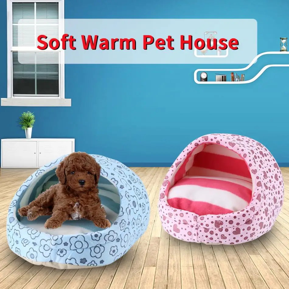 TOPINCN Half Dome Design Pet Dog Bed Cozy Kitten Puppy Cushion Kennel