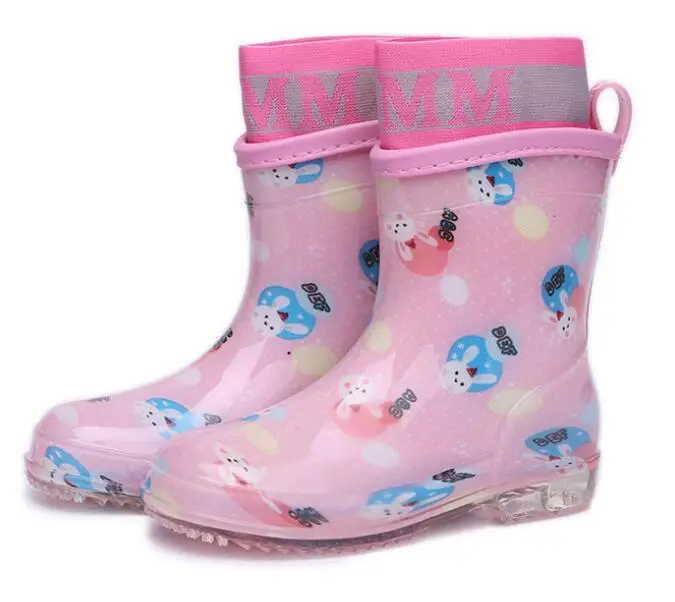 Детские непромокаемые сапоги для девочек; обувь для маленьких мальчиков; детская обувь из искусственной водонепроницаемой резины; уличная школьная обувь; Tree Wrasse - Цвет: cotton pink