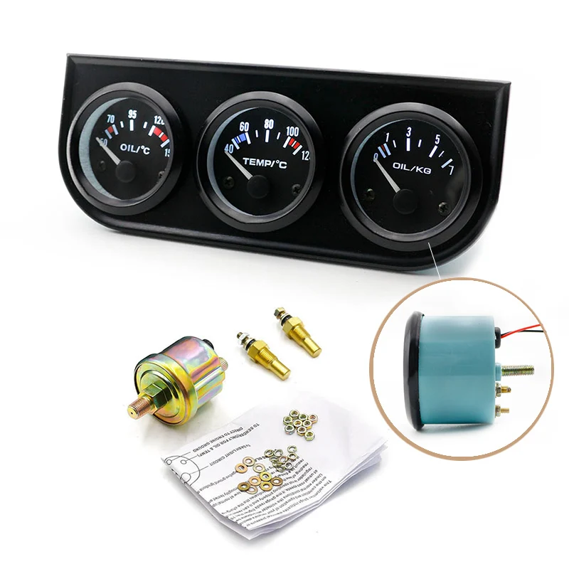 52mm Oil Pressure Triple Gauge Kit Oil Temp Water Temp Car Pointer