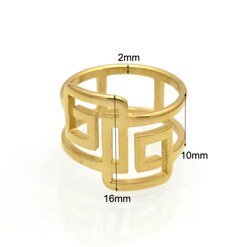 Винтажное Помолвочное кольцо золотого цвета, модное ювелирное изделие, опт, модное геометрическое кольцо с большой стенкой, g-образное кольцо для женщин