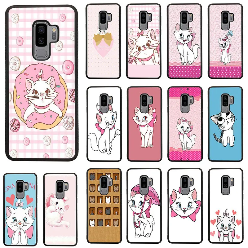 

For Samsung Galaxy S9 Plus G965 Hard Black Back Case Shell PC Soft TPU Mobile Phone Cases Cover Protector Marie Aristocats