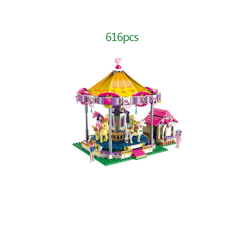 

616psc Girls Princess series Playground carousel building block Toy For Children Christmas gift Compatible with legoings friend