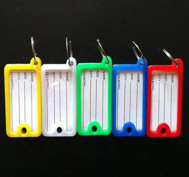 1000Pcs Double sides Plastic Rectangle Keychains luggage tag key ID