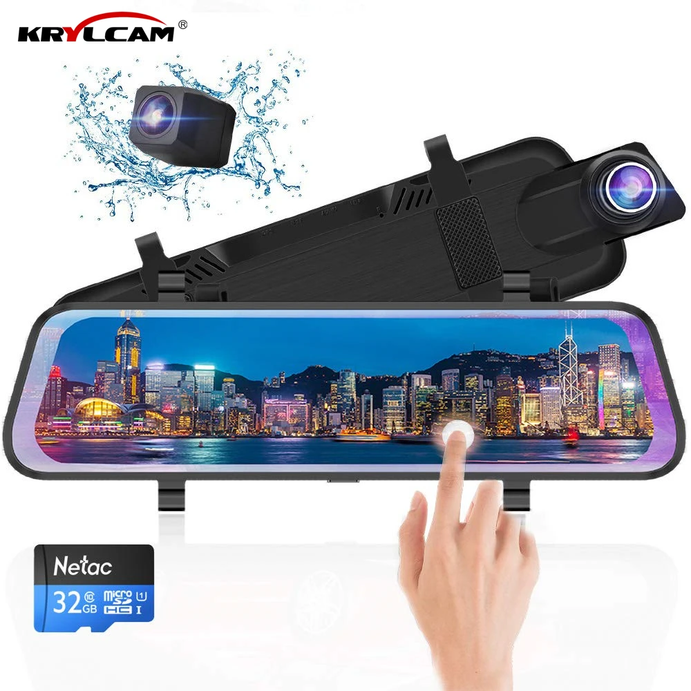 Автомобильный видеорегистратор Krylcam 9 66 дюймов сенсорное потоковое зеркало
