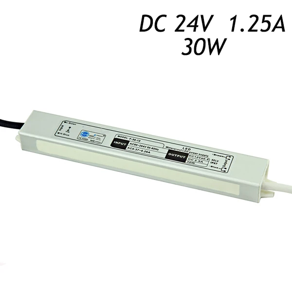 10pcs/lot 24V 1.25A 30W IP67 Waterproof LED Power Supply Driver for Strip AC 110~220V To DC Transformers | Освещение