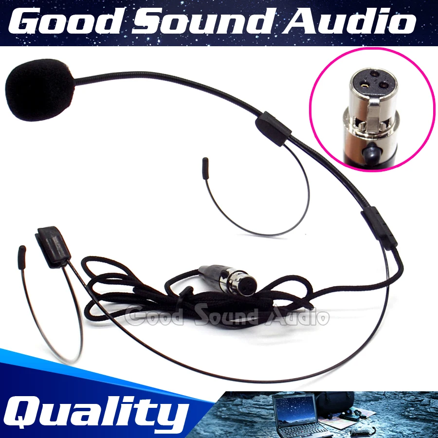 5Pcs Wired Mini XLR 3 Pin TA3F Double Earhook Headworn Mic Headset Condenser Microphone Mike For