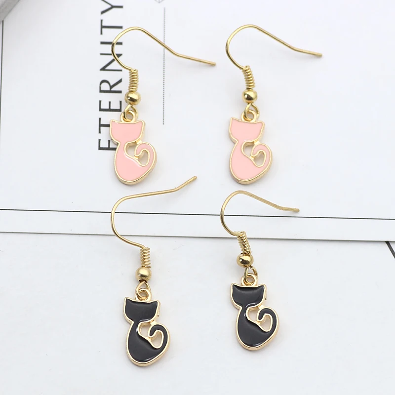 Милый Кот Серьги ручной DIY животных эмаль Висячие серьги для Для женщин Обувь