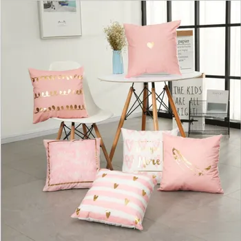 

Marious Brand 2018 New Arrival Pink Printed Cushion Cover Sofa Soft Cotton Cushion Cover Hot Selling