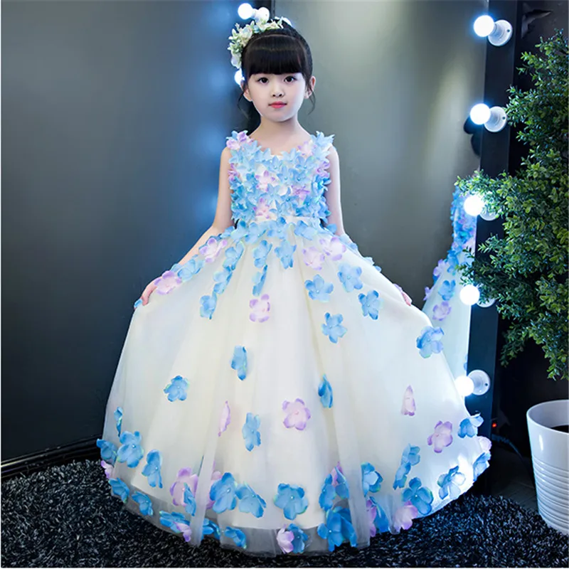 

2018 Summer New Fashion Children Girls Birthday Wedding Party Prom Long Dress Baby Kids Elegant Model Show Host Pageant Dress