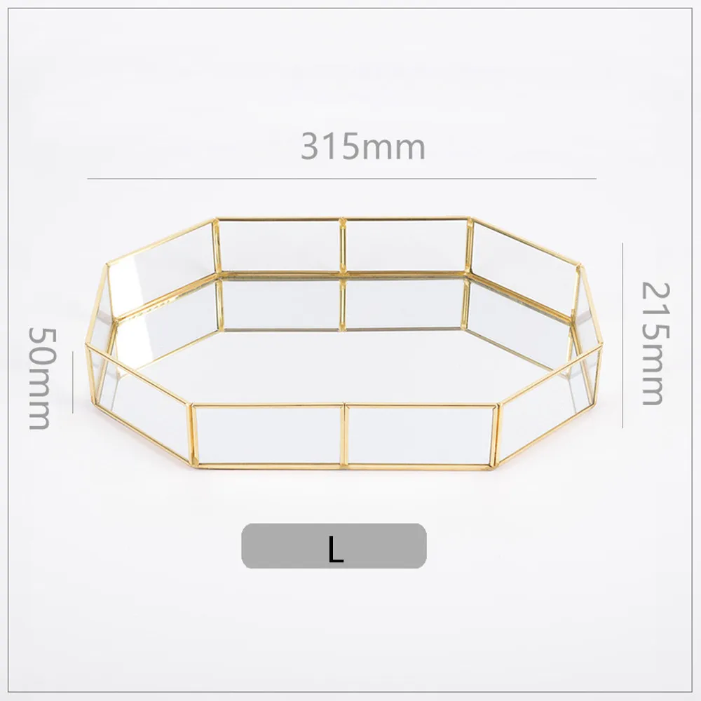 Настольная декоративная тарелка для хранения в золотой оправе, стеклянный поднос для хранения, скандинавские золотые украшения, тарелка для украшения дома, место для косметики