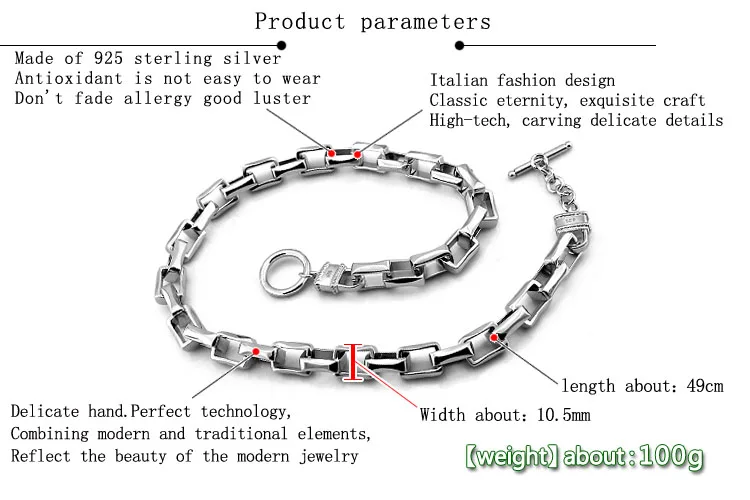 Мужское серебряное ожерелье 925 пробы Серебряное ожерелье в стиле панк модный дизайн 13.5mm51cm Размер цельное серебряное ожерелье очаровательное ювелирное изделие
