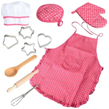 

Kitchen toy Kids Chef Set DIY Cooking Baking Suit Toys Set Pretend Play Clothes Apron Gloves Hat Cooker Gift For Kids Girl p22