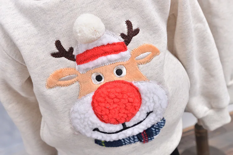 Зима Семейный комплект Соответствующие Мама толстовка плюс красный нос олень свитер отец мать и дочка сына Рождественская пижама одежда