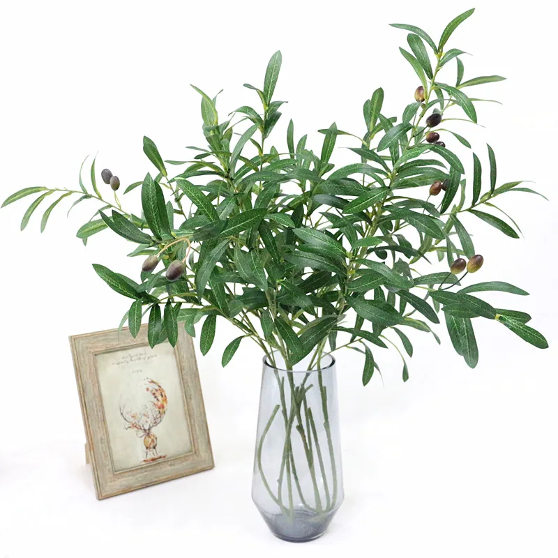 Artificial Flower Leaf Green Olive Branches Simulation Fruit Artificial Plant Leaves Wedding Decorative Bouquet DIY material (5)