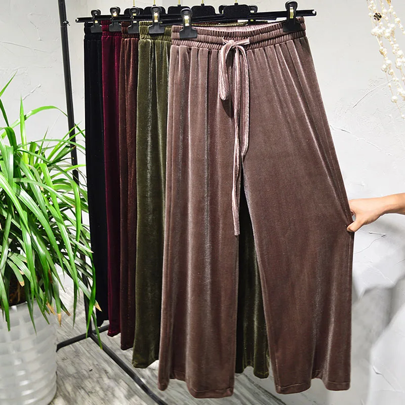 

Women Pants Autumn 2019 New Arrival Winter High Waist Female Loose Pants Pleuche Fashion Korean Style Hot Selling N23