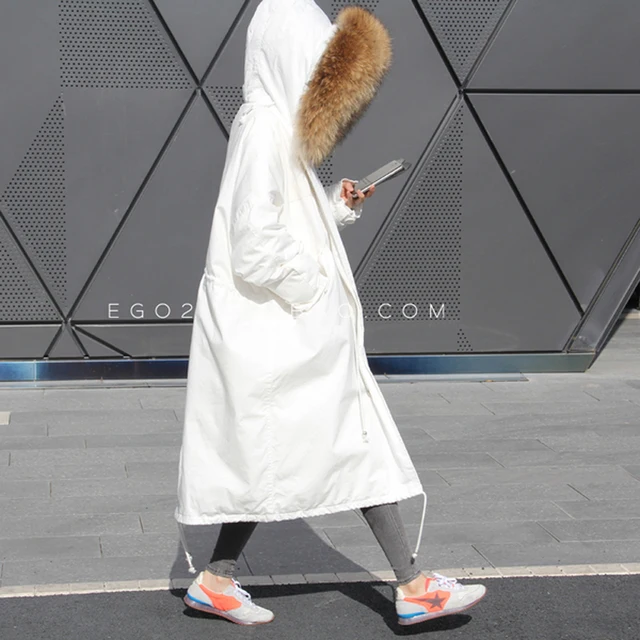 Cheap [CHICEVER] 2016 Winter Large Size Long Section Coats Hooded Big Hair Collar Thick Cotton Waist Women Jacket Down Coat