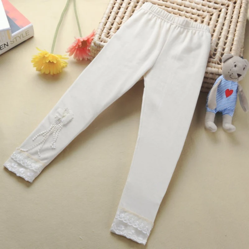 Детские штаны с цветочным рисунком для маленьких девочек, кружевные лосины-стрейч, брюки, 5 цветов, S01